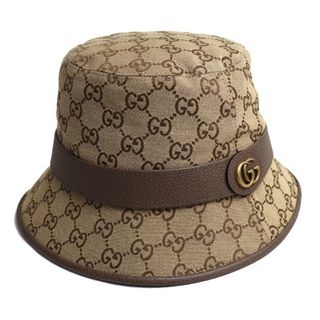 Gucci - GUCCI グッチ GGキャンバス  ハット バケットハット ベージュ/ブラウン 576587 4HG62 2564 L/59 ユニセックス【中古】【美品】