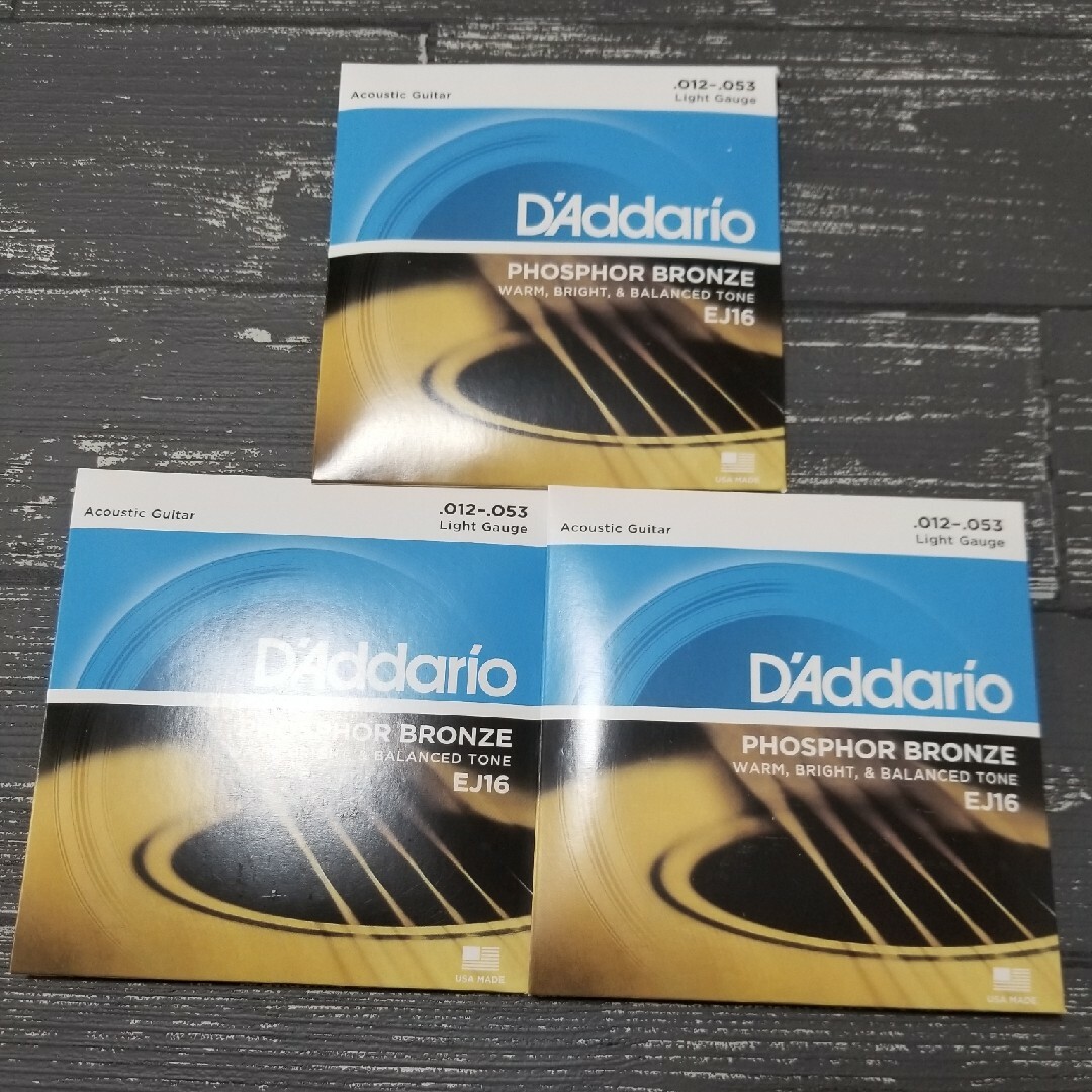 新品　D'Addario　ダダリオ アコースティックギター弦 EJ-16 3個 楽器のギター(弦)の商品写真