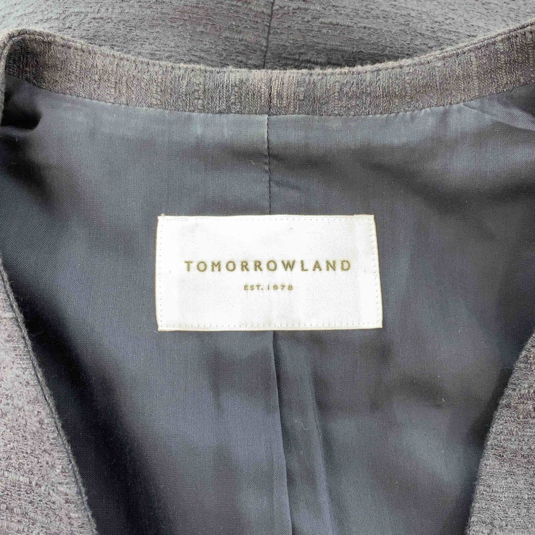 TOMORROWLAND(トゥモローランド)のTOMORROWLAND トゥモローランド レディース ノーカラージャケット ネイビー レディースのジャケット/アウター(ノーカラージャケット)の商品写真