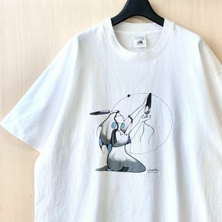 フルーツオブザルーム(FRUIT OF THE LOOM)の90s カナダ製古着　ヴィンテージ　Tシャツ　グラフィック　民族　儀式　捧げもの(Tシャツ/カットソー(半袖/袖なし))