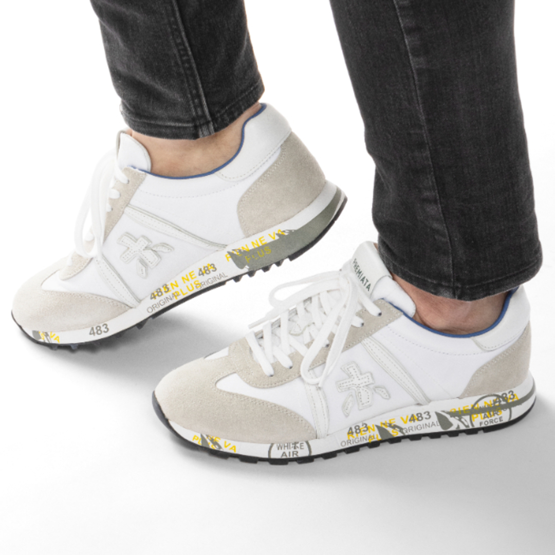 PREMIATA(プレミアータ)のプレミアータホワイト/PREMIATA WHITE シューズ メンズ スエード×ナイロン スニーカー WHITE LUCY-0001-206E _0410ff メンズの靴/シューズ(スニーカー)の商品写真