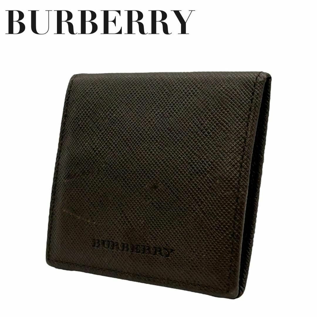 BURBERRY(バーバリー)の美品　Burberry バーバリー　w1 二つ折り　財布　コインケース　ブラウン メンズのファッション小物(コインケース/小銭入れ)の商品写真