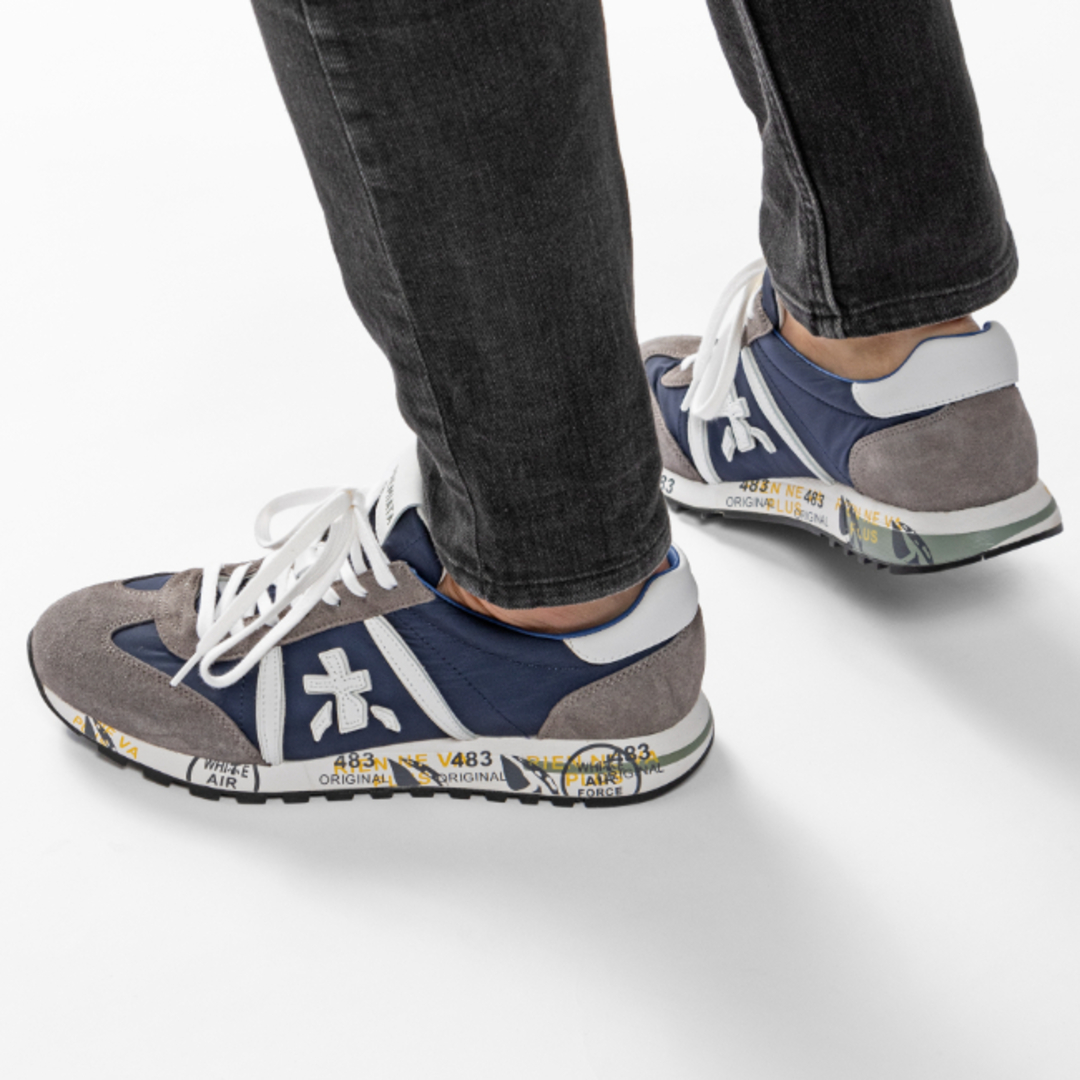 PREMIATA(プレミアータ)のプレミアータホワイト/PREMIATA WHITE シューズ メンズ スエード×ナイロン スニーカー BLU GRIGIO LUCY-0001-600E _0410ff メンズの靴/シューズ(スニーカー)の商品写真