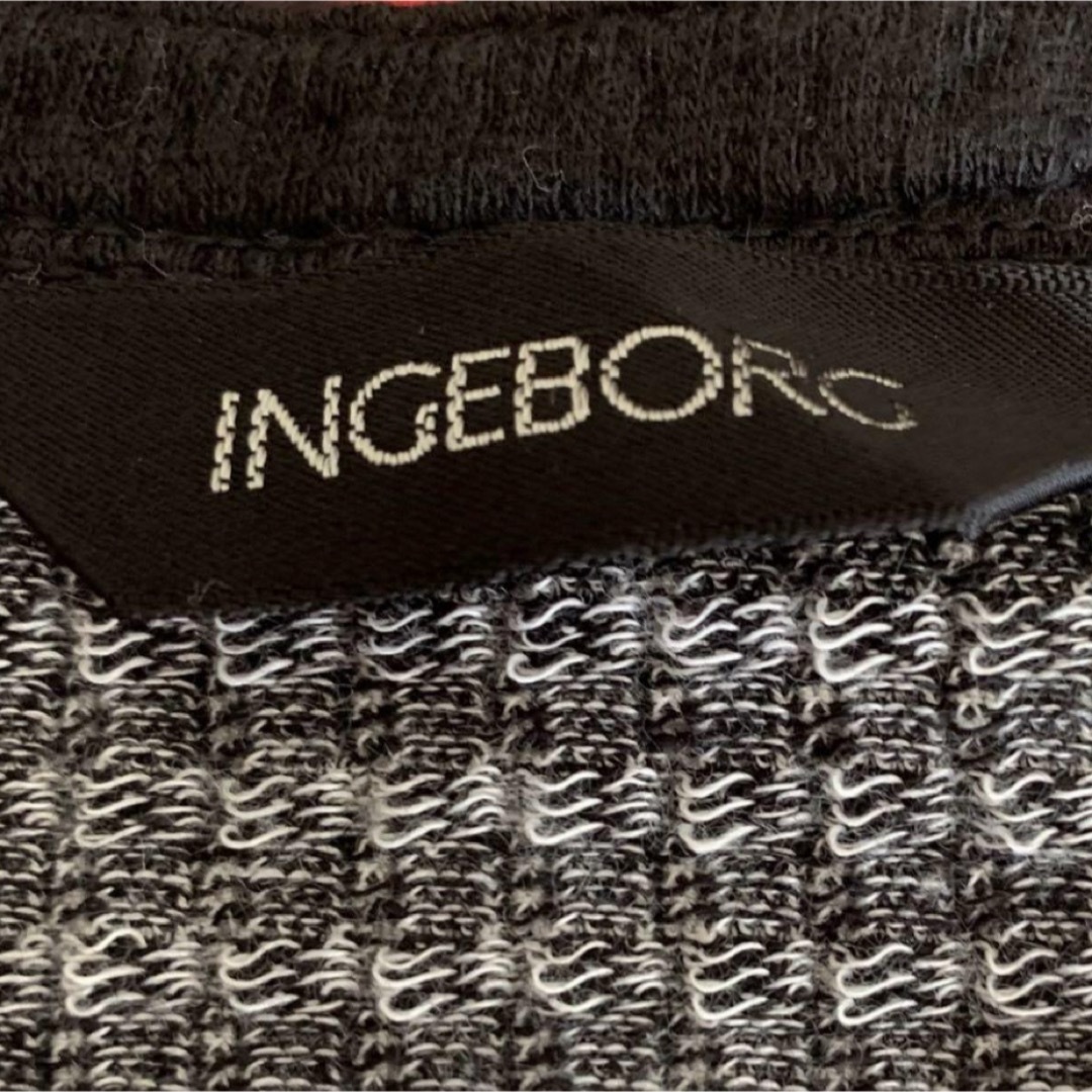 INGEBORG(インゲボルグ)のINGEBORG  白黒チェックリボン付半袖ジャケット未使用品 レディースのトップス(シャツ/ブラウス(半袖/袖なし))の商品写真