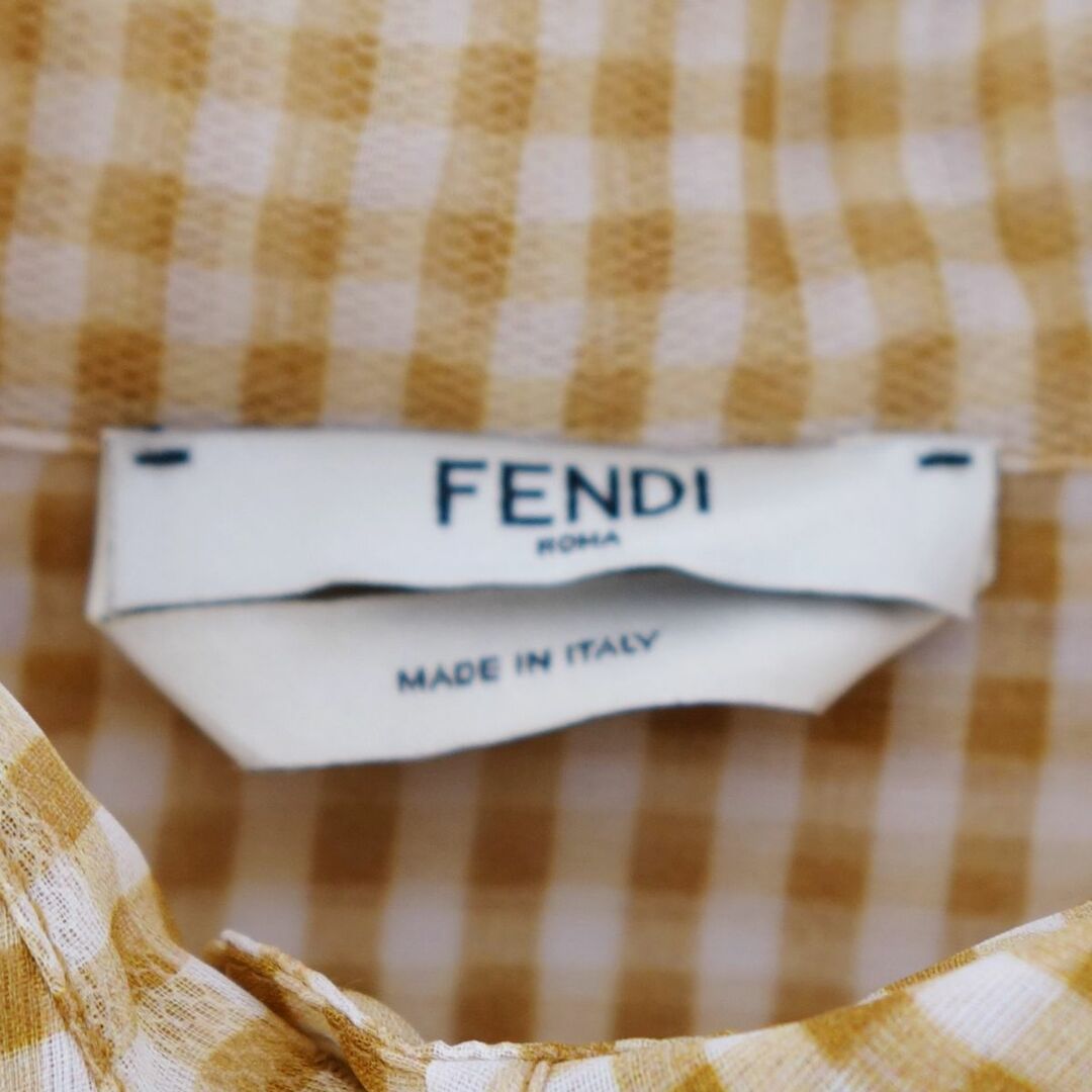 FENDI(フェンディ)の極美品 フェンディ FENDI シャツ ブラウス ロングスリーブ 長袖 シアー チェック柄 シルク トップス レディース IT38 レディースのトップス(シャツ/ブラウス(長袖/七分))の商品写真