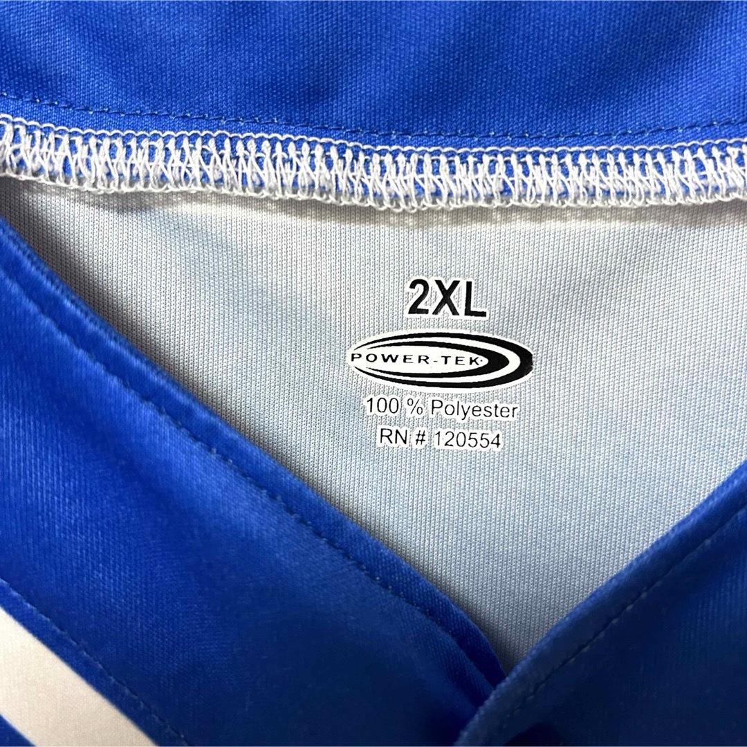輸入品 半袖シャツ ポリエステル ベースボールシャツ 2XL ゆるだぼ ブルー  メンズのトップス(シャツ)の商品写真