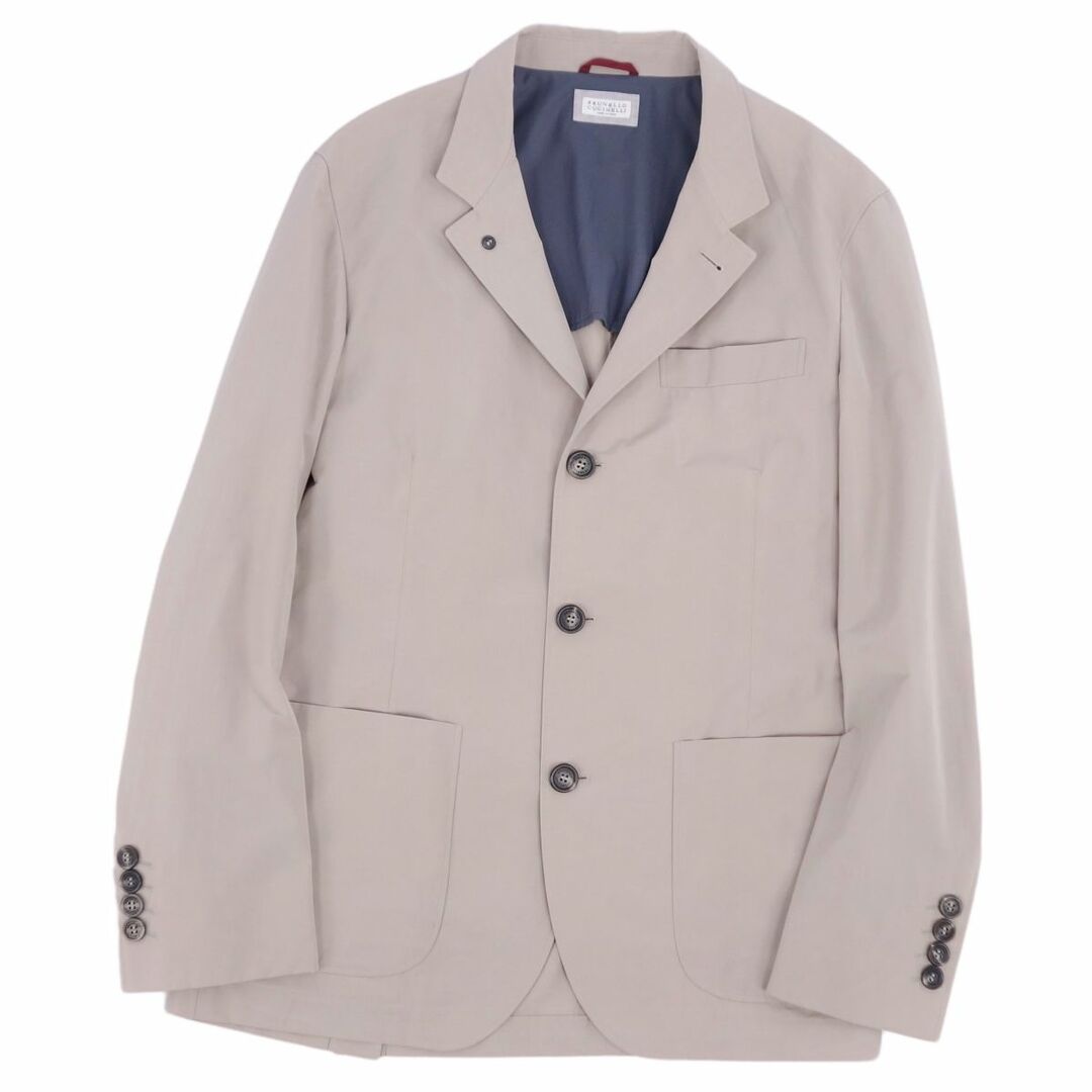 BRUNELLO CUCINELLI(ブルネロクチネリ)の美品 ブルネロクチネリ BRUNELLO CUCINELLI ジャケット テーラードジャケット 無地 アウター メンズ 52 グレージュ メンズのジャケット/アウター(テーラードジャケット)の商品写真