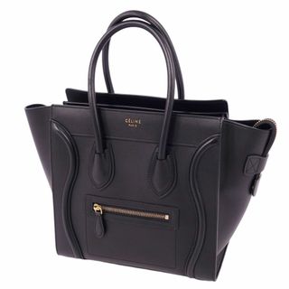 セリーヌ(celine)の美品 セリーヌ CELINE バッグ ハンドバッグ Luggage マイクロ ラゲージ カーフレザー カバン レディース ブラック(ハンドバッグ)