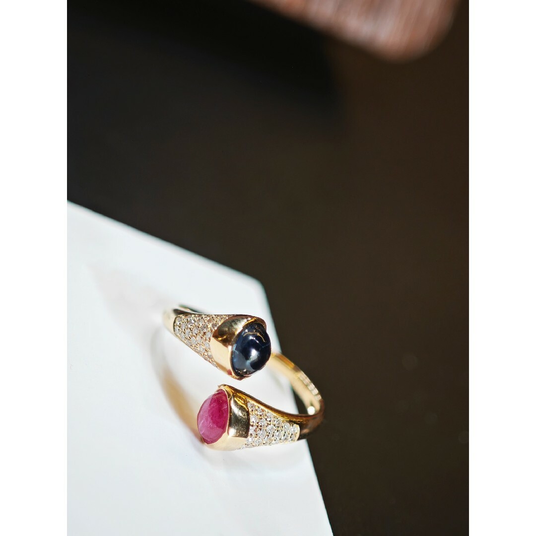 天然ダイヤモンド付きリングk18 レディースのアクセサリー(リング(指輪))の商品写真