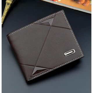 ✨新品未使用✨　カジュアル　PUレザー　二つ折り　ミニ財布　ダークブラウン(折り財布)