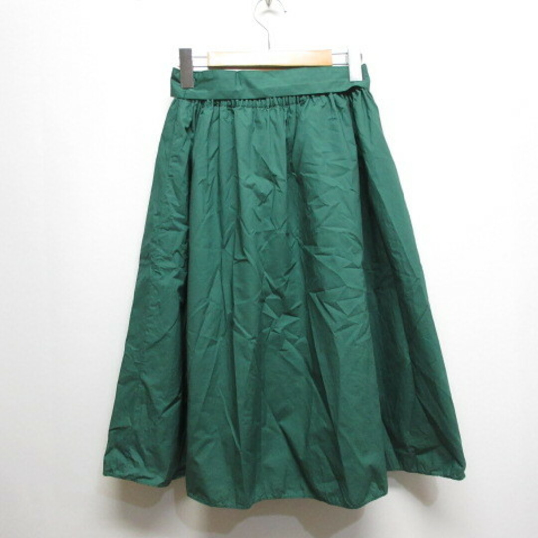 SLOBE IENA(スローブイエナ)のスローブ イエナ SLOBE IENA ウエストリボン フレア スカート 緑 レディースのスカート(ひざ丈スカート)の商品写真