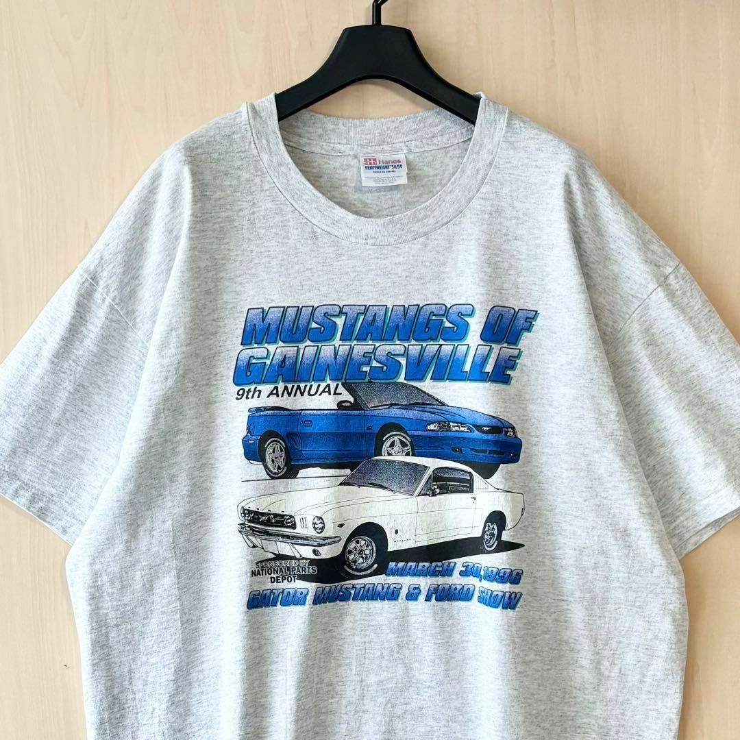 Hanes(ヘインズ)の90s メキシコ製古着　ヴィンテージ　ヘインズ　フォード　マスタング　Tシャツ メンズのトップス(Tシャツ/カットソー(半袖/袖なし))の商品写真