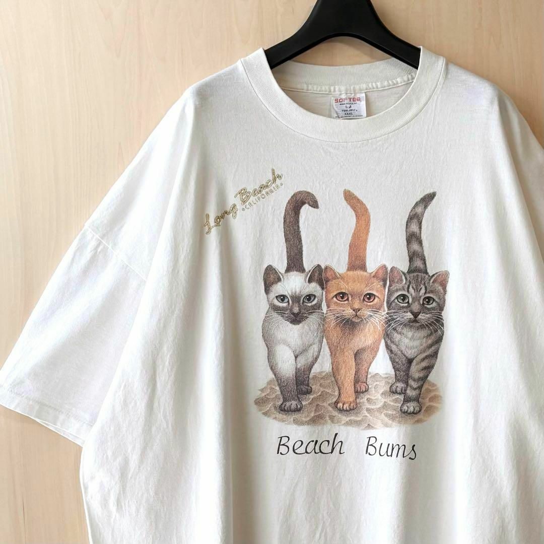 VINTAGE(ヴィンテージ)の90s USA製古着　ヴィンテージ　Tシャツ　可愛すぎる3匹の猫　両面プリント メンズのトップス(Tシャツ/カットソー(半袖/袖なし))の商品写真