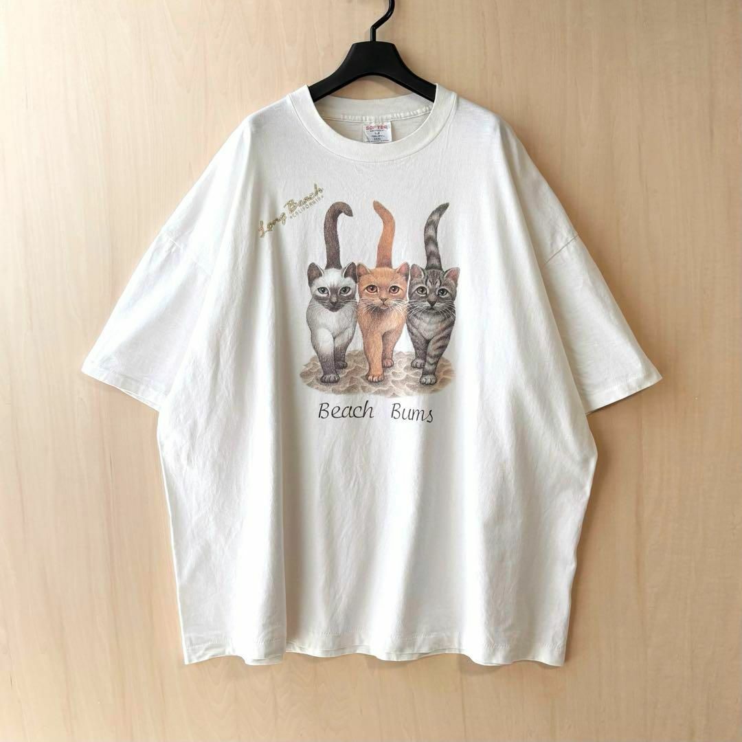 VINTAGE(ヴィンテージ)の90s USA製古着　ヴィンテージ　Tシャツ　可愛すぎる3匹の猫　両面プリント メンズのトップス(Tシャツ/カットソー(半袖/袖なし))の商品写真