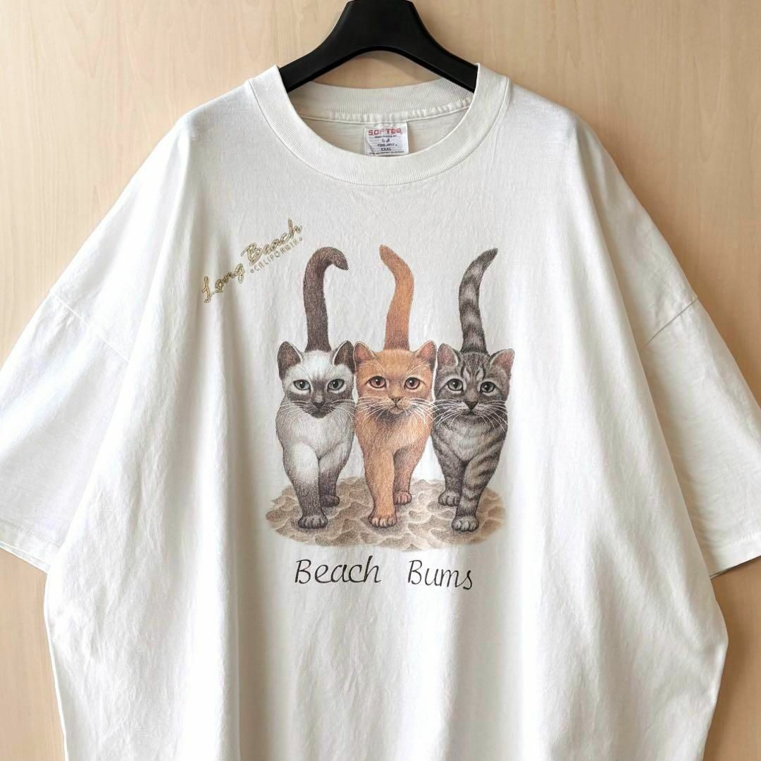 VINTAGE(ヴィンテージ)の90s USA製古着　ヴィンテージ　Tシャツ　可愛すぎる3匹の猫　両面プリント メンズのトップス(Tシャツ/カットソー(半袖/袖なし))の商品写真