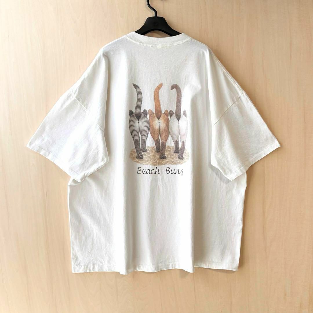 VINTAGE(ヴィンテージ)の90s USA製古着　ヴィンテージ　Tシャツ　可愛すぎる3匹の猫　両面プリント メンズのトップス(Tシャツ/カットソー(半袖/袖なし))の商品写真