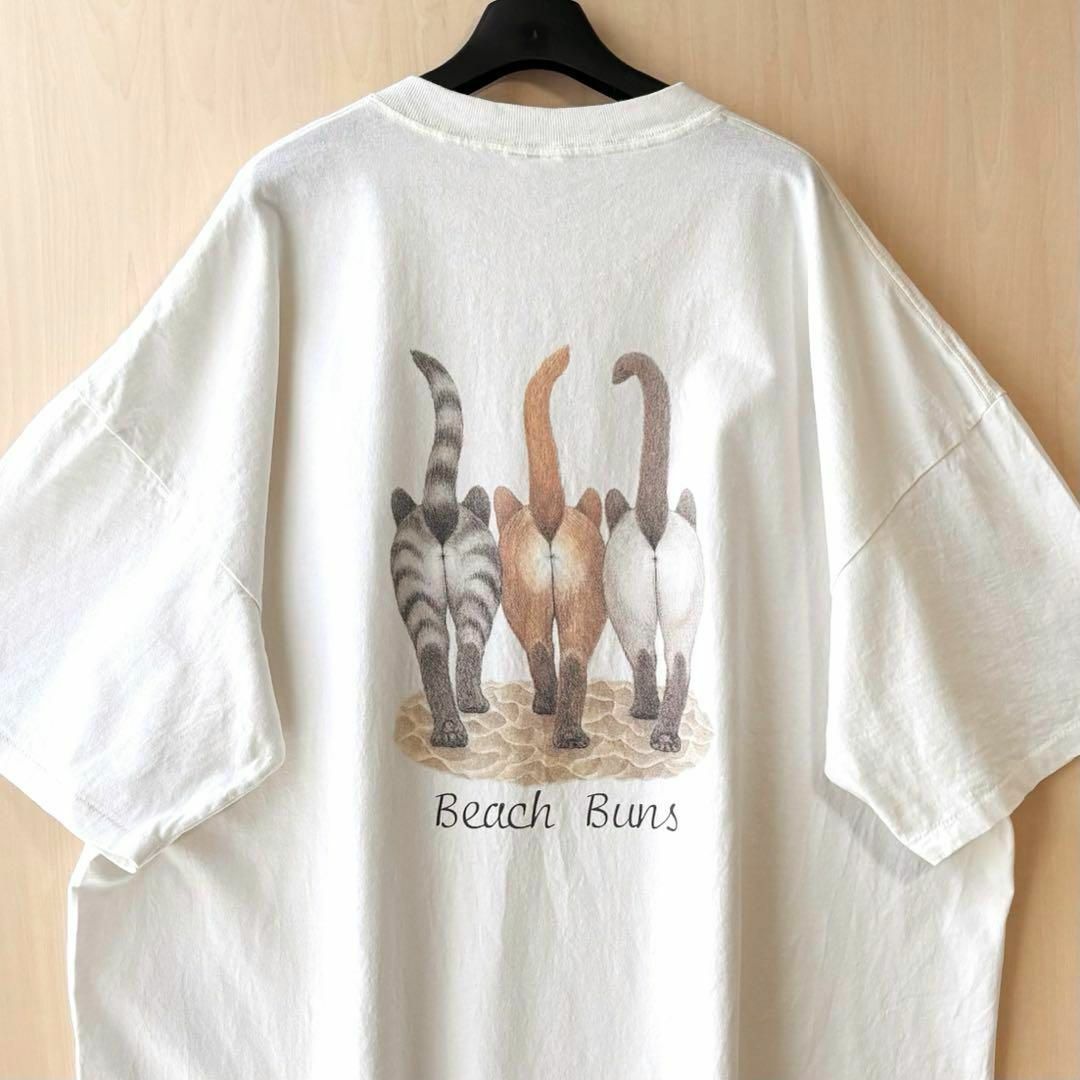 VINTAGE(ヴィンテージ)の90s USA製古着　ヴィンテージ　Tシャツ　可愛すぎる3匹の猫　両面プリント メンズのトップス(Tシャツ/カットソー(半袖/袖なし))の商品写真