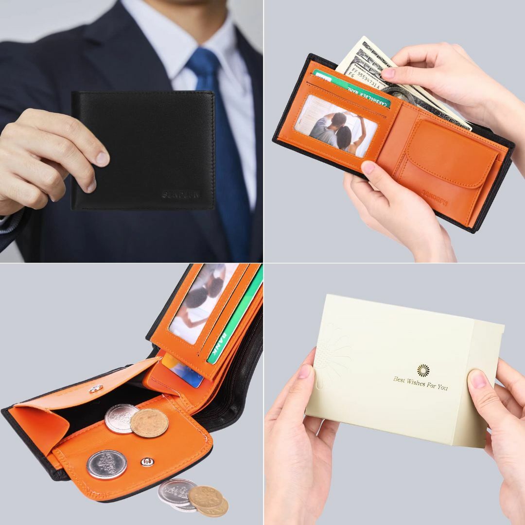 【色: Orange】[SENDEFN] 財布 メンズ 2つ折り 本革 小さい財 メンズのバッグ(その他)の商品写真