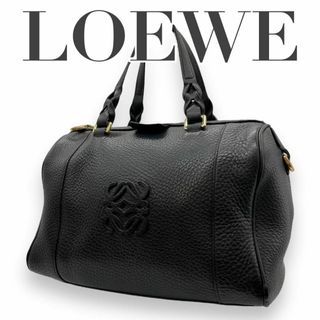 ロエベ(LOEWE)のLOEWE　ロエベ　フスタ　C5　アナグラム　レザー　ハンドバッグ　ブラック　黒(ハンドバッグ)