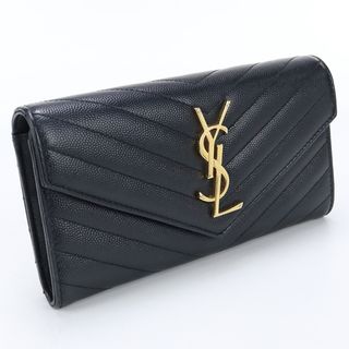 サンローラン(Saint Laurent)のサンローラン ラージ フラップ ウォレット 372264 BOW01 1000 長財布二折(財布)