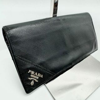 PRADA - 【希少✨】PRADA サフィアーノ メタルロゴ 長財布 折り財布 二つ折り 黒