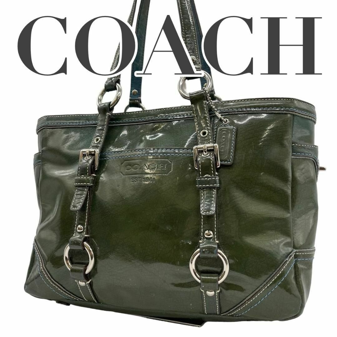 COACH(コーチ)のCOACH　コーチ　S11　肩掛け　トートバッグ　エナメル　10380　緑 レディースのバッグ(トートバッグ)の商品写真