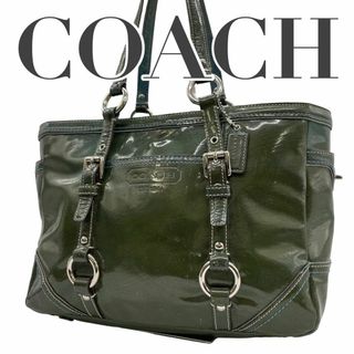 コーチ(COACH)のCOACH　コーチ　S11　肩掛け　トートバッグ　エナメル　10380　緑(トートバッグ)