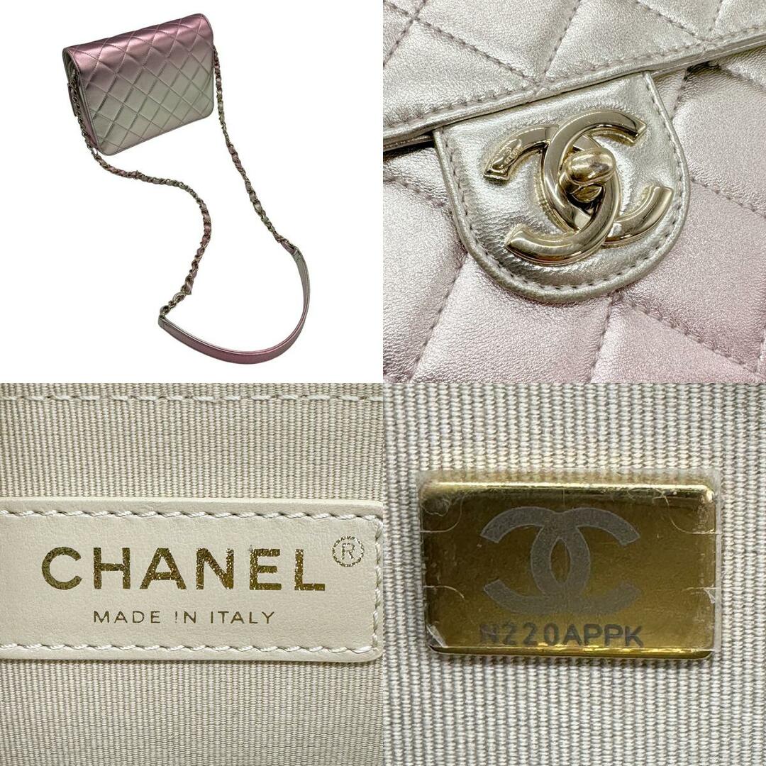 CHANEL(シャネル)のシャネル CHANEL ショルダーバッグ レザー シルバー×メタリックピンク レディース 送料無料【中古】 z0859 レディースのバッグ(ショルダーバッグ)の商品写真