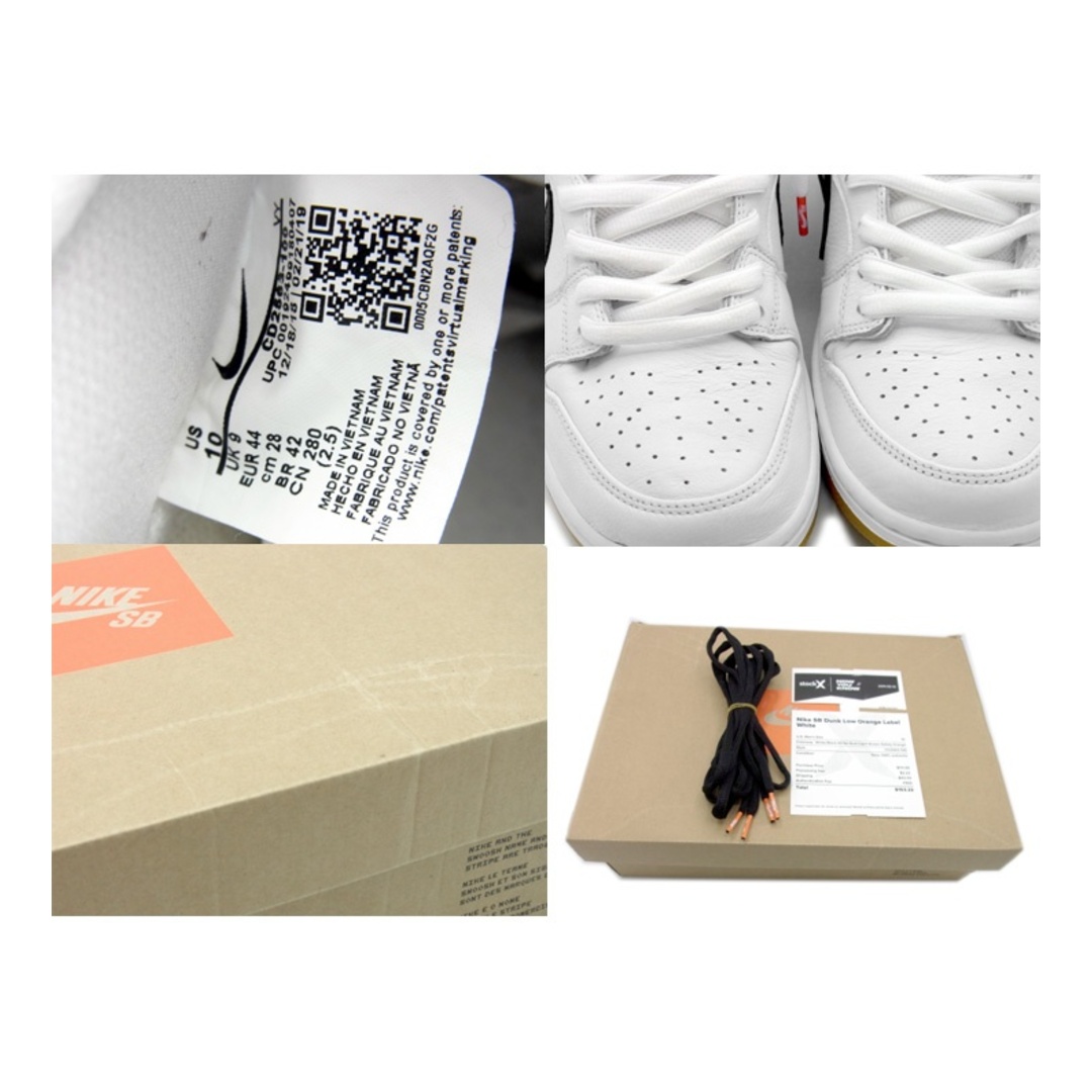 NIKE(ナイキ)のナイキ NIKE ■ 【 SB DUNK LOW Orange Label White Black CD2563 100 】 エス ビー ダンク ロー オレンジ ラベル ホワイト ブラック スニーカー　h0762 メンズの靴/シューズ(スニーカー)の商品写真