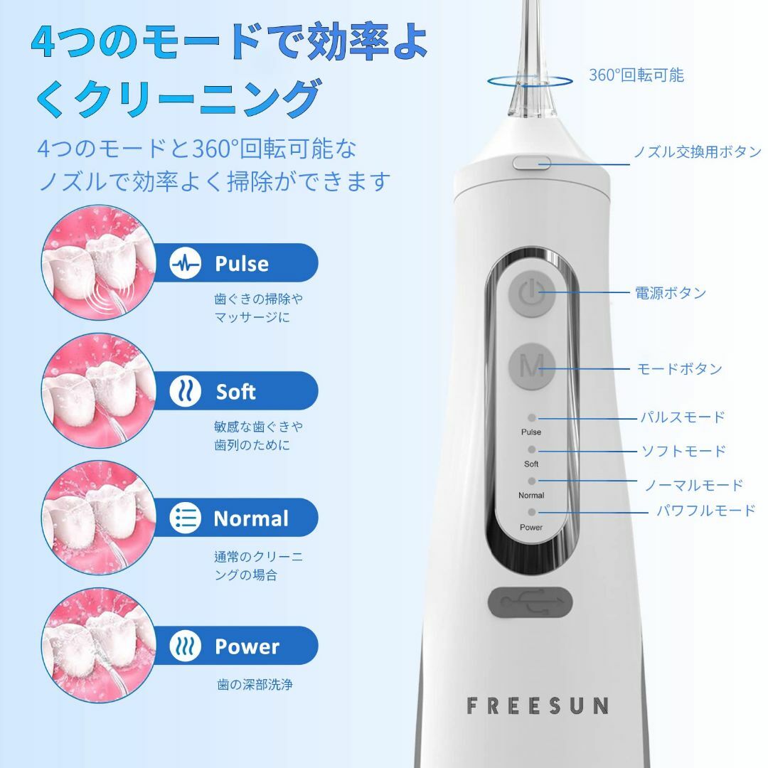 口腔洗浄器 ジェットウォッシャー Freesun ウォーターフロス 替えノズル8 その他のその他(その他)の商品写真