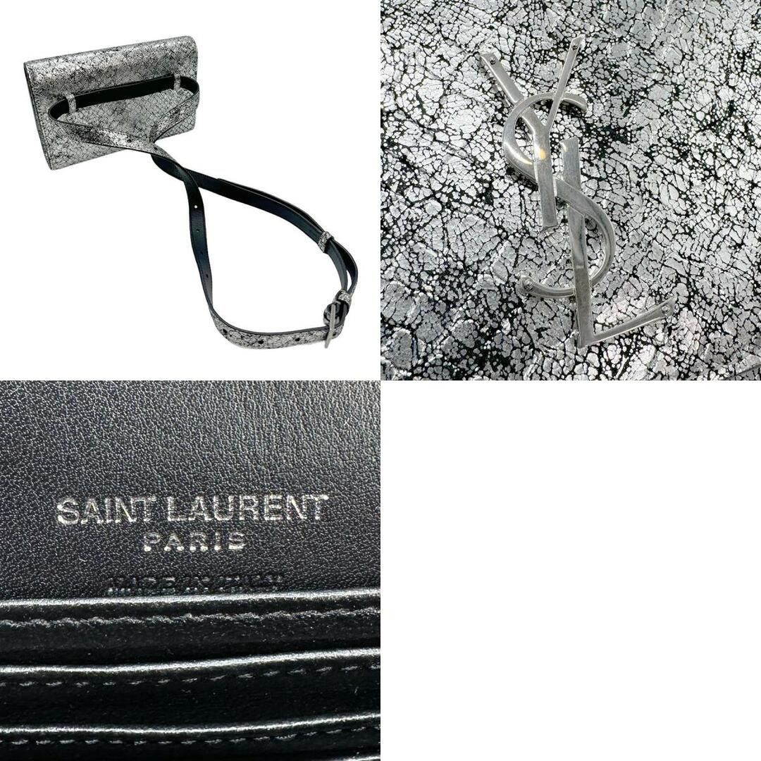 Saint Laurent(サンローラン)のサンローラン SAINT LAURENT ウエストバッグ ベルトバッグ レザー シルバー レディース 534395 送料無料【中古】 z0909 レディースのバッグ(ボディバッグ/ウエストポーチ)の商品写真