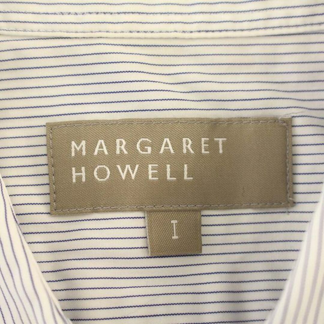 MARGARET HOWELL(マーガレットハウエル)のマーガレットハウエル シャツ ブラウス 長袖 ストライプ柄 1 白 ネイビー レディースのトップス(シャツ/ブラウス(長袖/七分))の商品写真