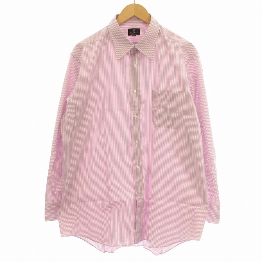 LANVIN(ランバン)のランバン LANVIN シャツ ストライプ ワイシャツ 44 白 ピンク紫 メンズのトップス(シャツ)の商品写真