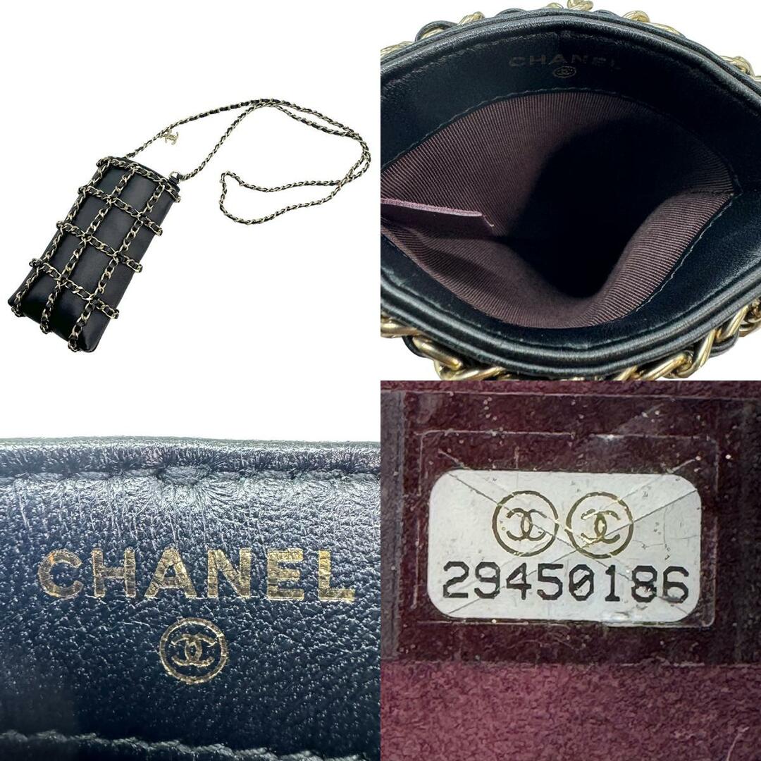 CHANEL(シャネル)のシャネル CHANEL  スマホポーチ レザー ブラック レディース 送料無料【中古】 z0926 ハンドメイドのアクセサリー(その他)の商品写真