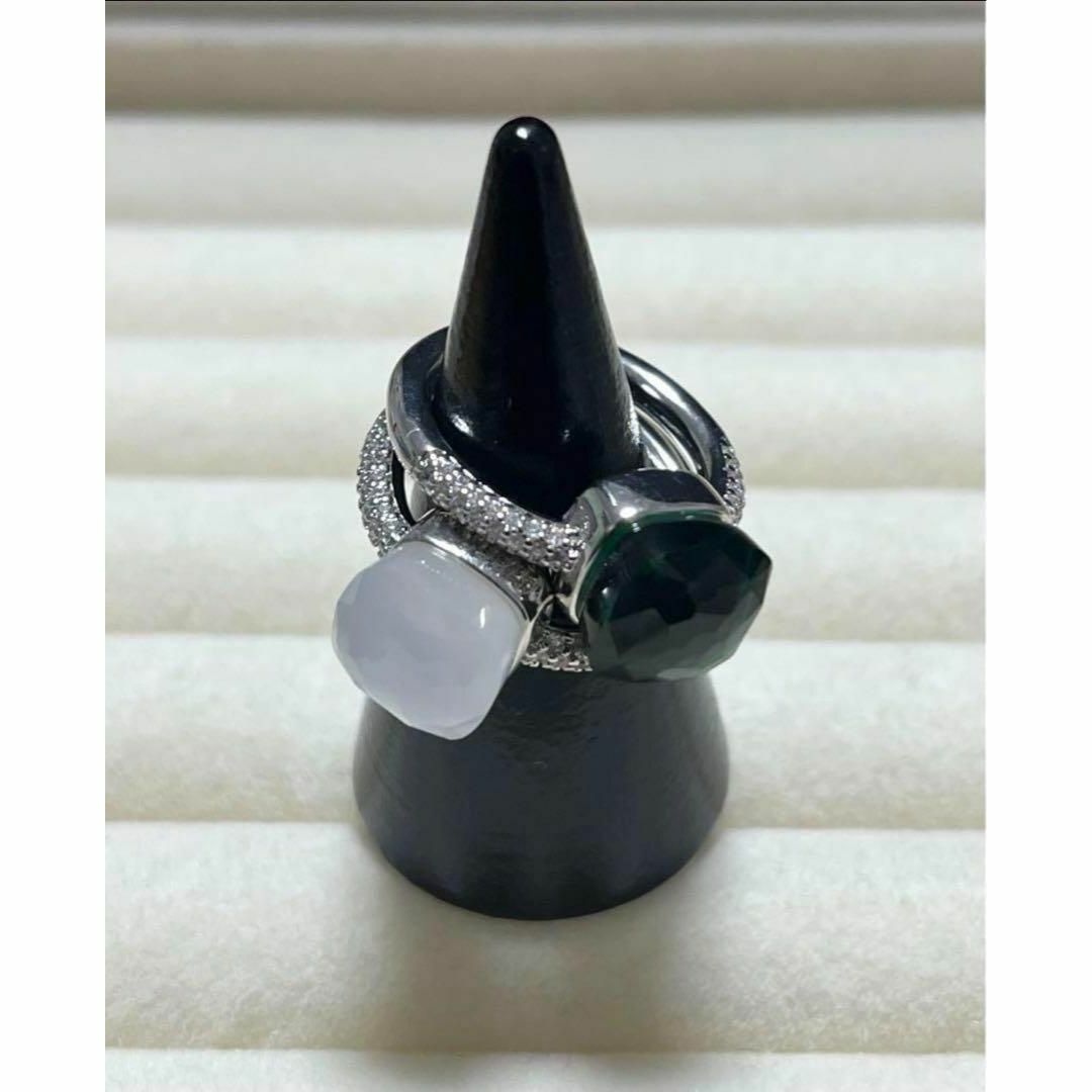 ヌードリング　白×シルバー指輪　誕生日リング　クリスマス　キャンディーリング レディースのアクセサリー(リング(指輪))の商品写真