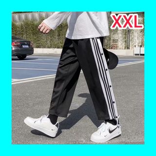 パンツ メンズ 黒 XXL サイドライン サイドボタン カジュアル バスケ (その他)