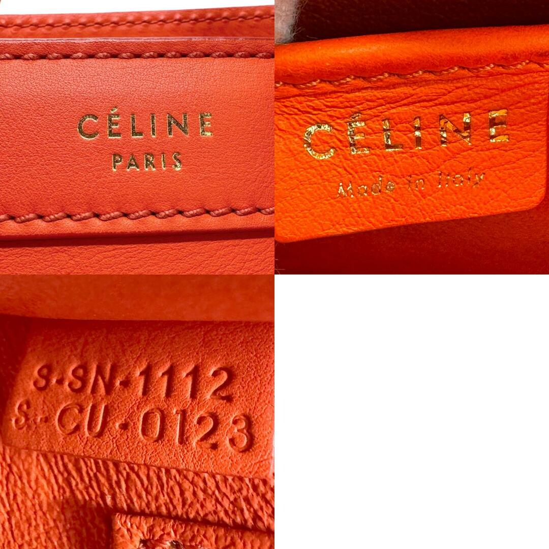 celine(セリーヌ)のセリーヌ CELINE ハンドバッグ ショルダーバッグ ラゲージ ナノショッパー レザー オレンジ レディース 送料無料【中古】 z0975 レディースのバッグ(ハンドバッグ)の商品写真