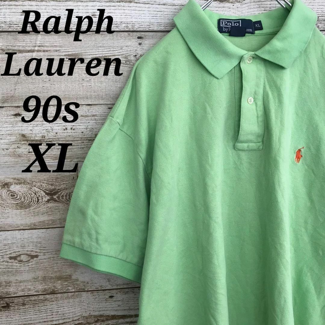 【zk4071】USA古着90sポロラルフローレン刺繍ロゴ半袖ビッグポロシャツ メンズのトップス(ポロシャツ)の商品写真