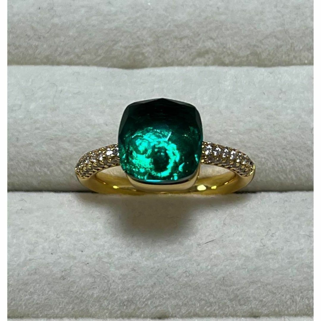 012グリーンキャンディーリング指輪　ストーン ポメラート風ヌードリング レディースのアクセサリー(リング(指輪))の商品写真