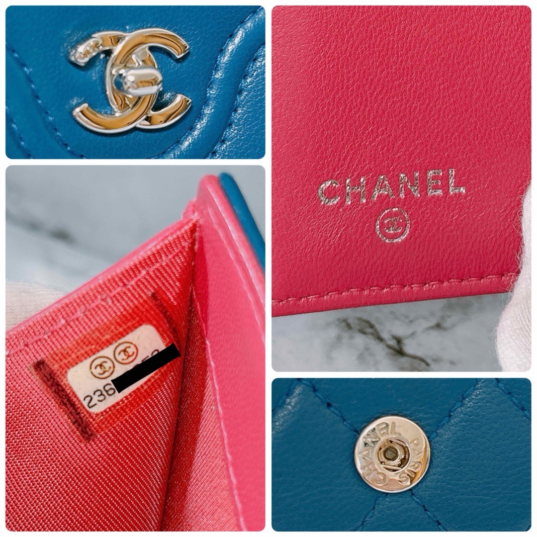 CHANEL(シャネル)のCHANEL シャネル ココマーク マトラッセ バイカラー 三つ折財布 財布 レディースのファッション小物(財布)の商品写真