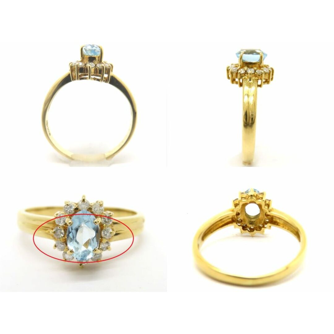 ジュエリーマキ(ジュエリーマキ)のジュエリーマキ K18YG アクアマリン0.43ct メレダイヤ0.17ct リング #10【池袋店】【中古】 レディースのアクセサリー(リング(指輪))の商品写真