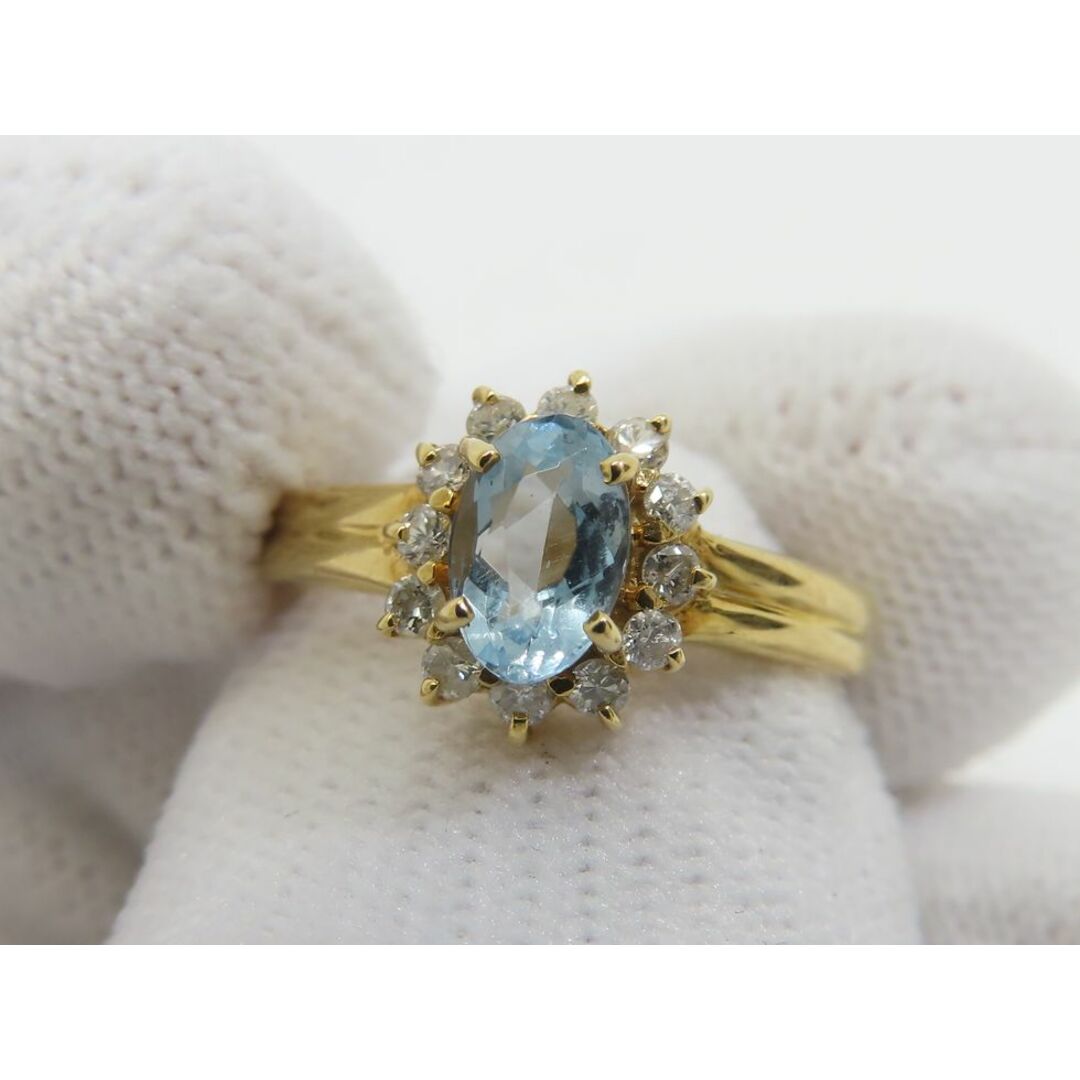 ジュエリーマキ(ジュエリーマキ)のジュエリーマキ K18YG アクアマリン0.43ct メレダイヤ0.17ct リング #10【池袋店】【中古】 レディースのアクセサリー(リング(指輪))の商品写真