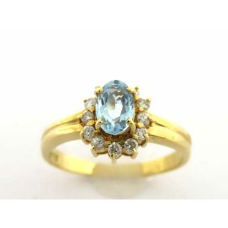 ジュエリーマキ K18YG アクアマリン0.43ct メレダイヤ0.17ct リング #10【池袋店】【中古】