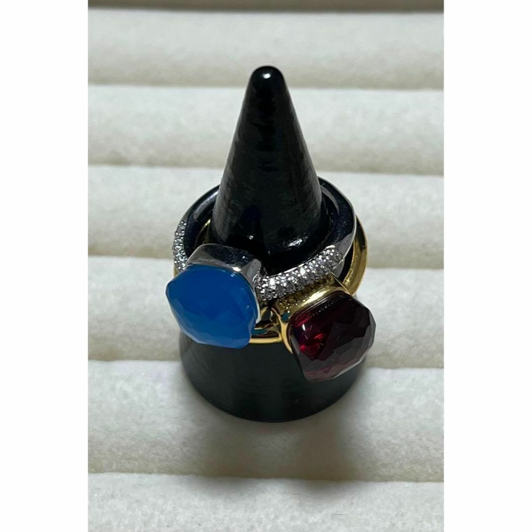009ブルー×シルバーキャンディーリング指輪　ストーン ポメラート風ヌードリング レディースのアクセサリー(リング(指輪))の商品写真