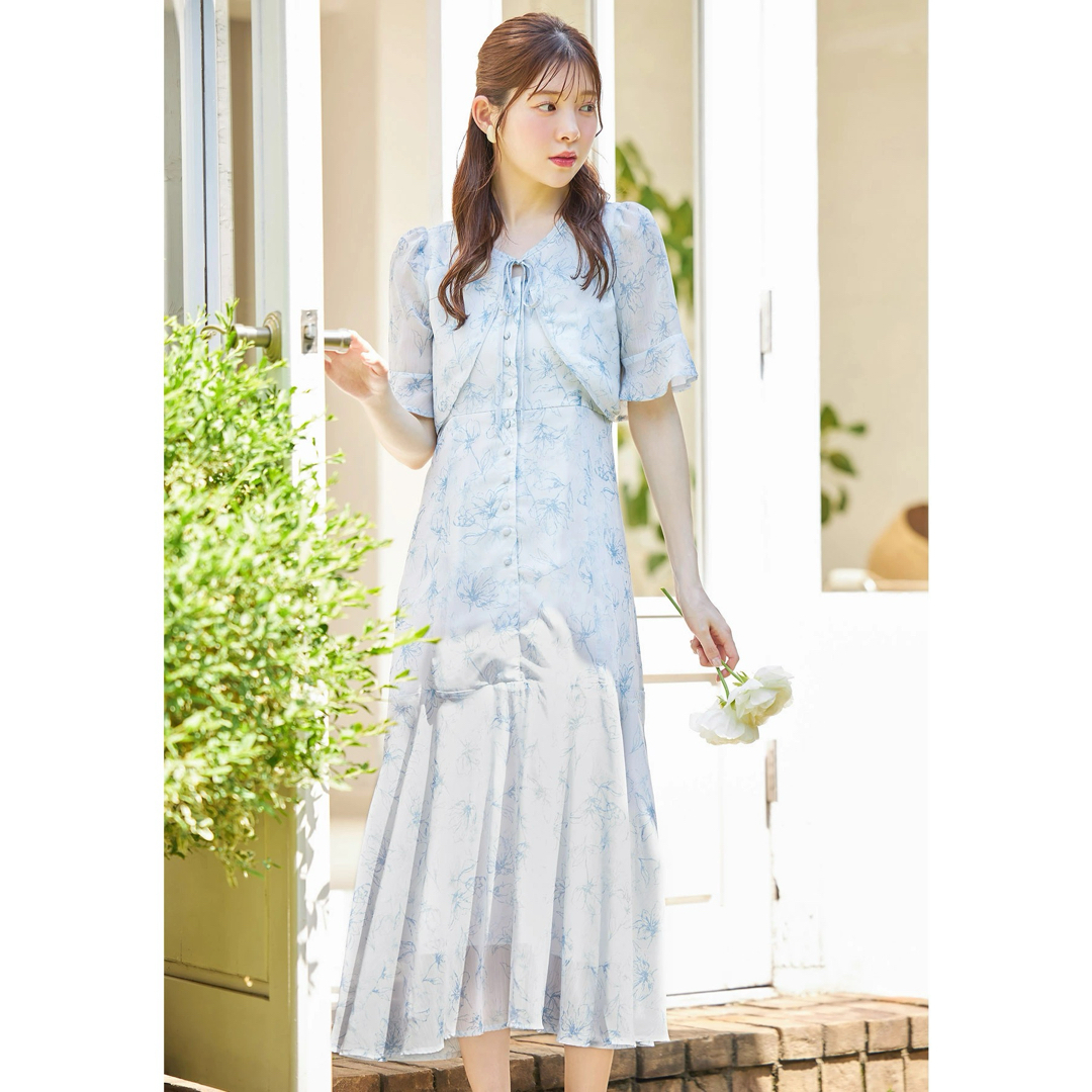 TOCCO closet(トッコクローゼット)のレディフラワーボレロ×キャミワンピースＳＥＴ【josten ジョステン】 レディースのワンピース(ロングワンピース/マキシワンピース)の商品写真