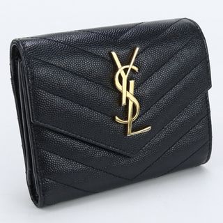 Saint Laurent - サンローラン コンパクトスリーフォールドウォレット モノグラム 403943 BOW01 1000 三折財布小銭入付き