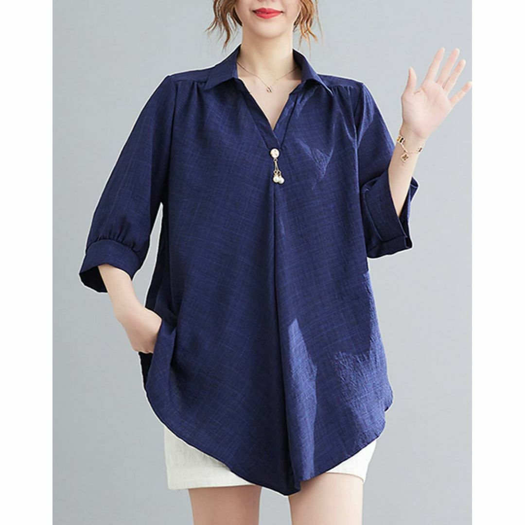 [ODFMCE] シャツ レディース 半袖 夏 ゆったり 無地 7分袖 薄手 綿 レディースのファッション小物(その他)の商品写真