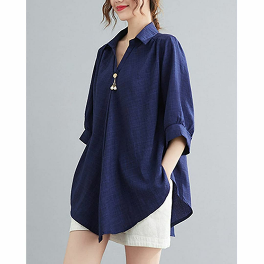[ODFMCE] シャツ レディース 半袖 夏 ゆったり 無地 7分袖 薄手 綿 レディースのファッション小物(その他)の商品写真