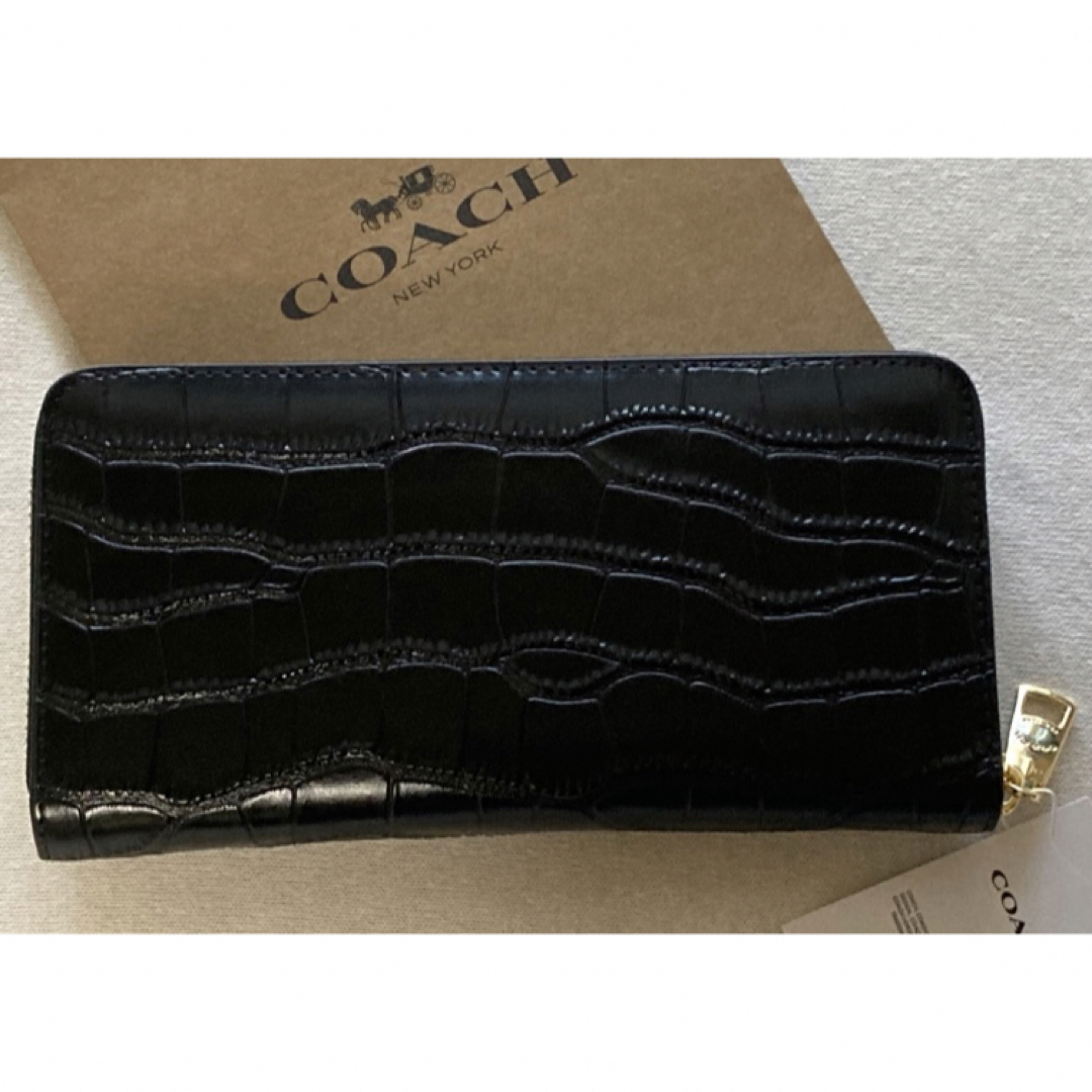 COACH(コーチ)の新品　COACH コーチ　長財布　ブラック　クロコダイル　型押し レディースのファッション小物(財布)の商品写真