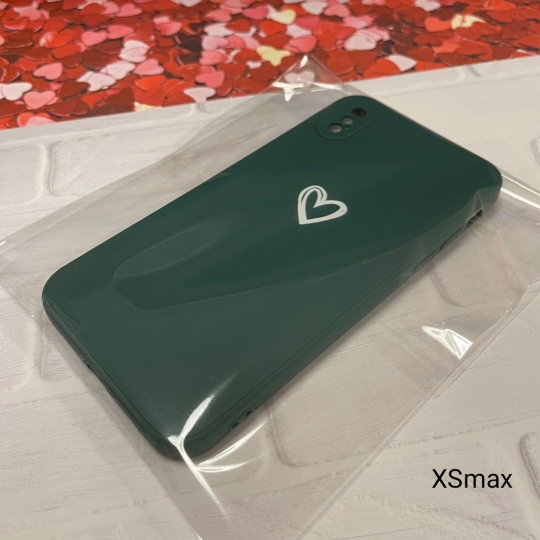 iPhoneXSmax】✨iPhoneケース グリーン ハート 手書き 緑 スマホ/家電/カメラのスマホアクセサリー(iPhoneケース)の商品写真